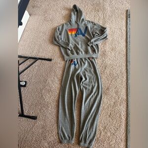 Aviator Nation Gray Relaxed Hoodie and sweatpant set. Size Medium